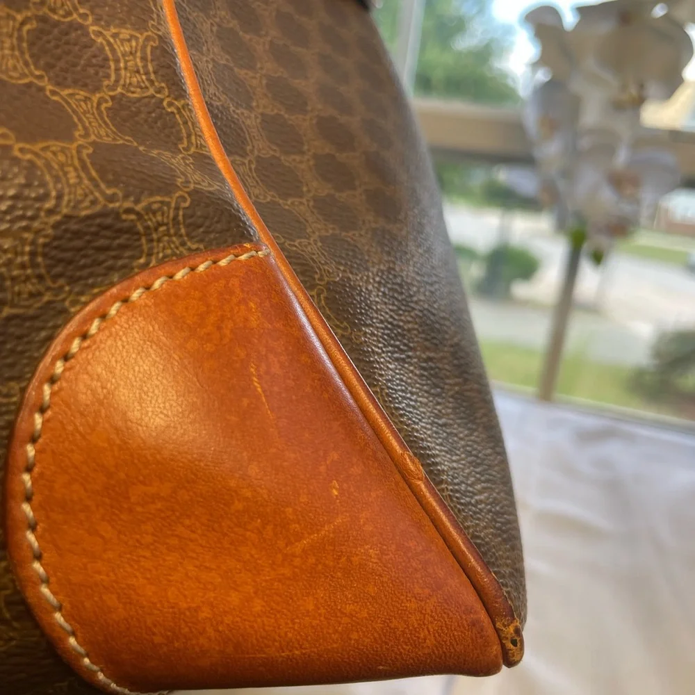 Celine Macadam Boston Canvas Duffle with Leather Trim